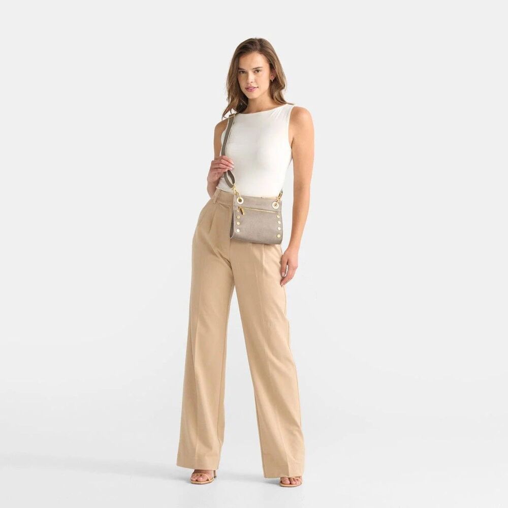 Hammitt Tony Small Pewter Crossbody NIB Brushed Gold Leather - Picture 14 of 15